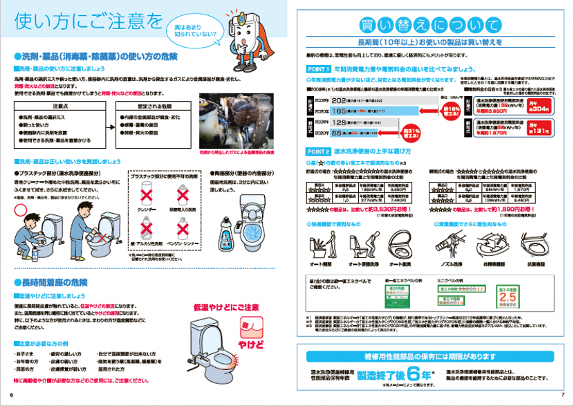 経済産業省「リコールハンドブック」で消費者への啓発での好事例として示された日本レストルーム工業会のチラシ
